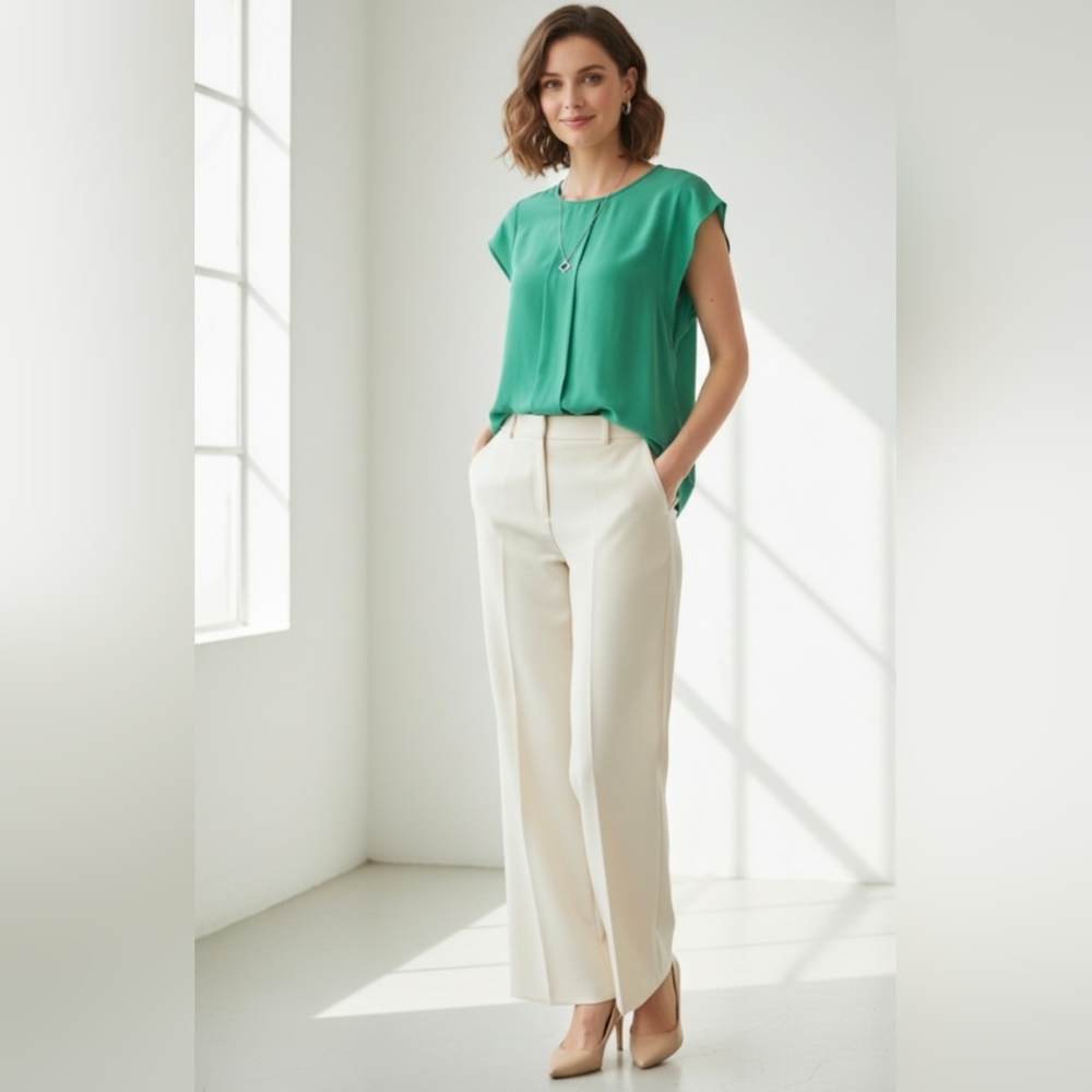 Daniel Rainn Green 100% Silk Blouse
